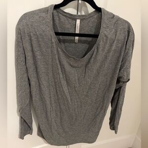 Babaton Heather Grey Long Sleeve Scoop Neck Tee